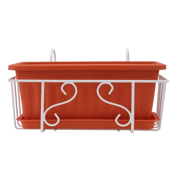 Red Rectangular Hanging Flower Stand for Home Decor, Railing Planter Holder, 1 Set