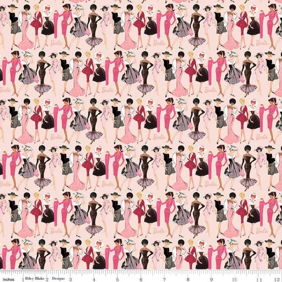 Barbie Vintage Fashion Blush Cotton Fabric
