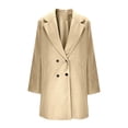 thumbnail image 4 of Uaswgudfs Women's Solid Color Long Wool Blend Coat, Mid-Length Trench Coat, Casual Long Sleeve Outerwear for Women Yellow M, 4 of 9