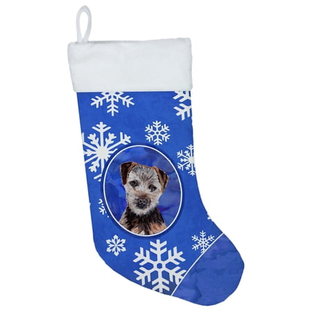 Carolines Treasures SC9783-CS Norfolk Terrier Puppy Winter Snowflakes Christmas Stocking Large multicolor