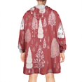thumbnail image 2 of Wearable Oversized Blanket,Red Christmas Village Pattern Wearable Blanket Hoodie for Adults,Cozy Hooded Blankets with Super Pockets,Super Warm Fuzzy Pullover for Women & Men, 2 of 6