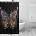 thumbnail image 2 of JOOCAR Waterproof Shower Curtains Sets for Bathroom Accessories with Creativity Art Black Colorful Butterfly Printed,Beautiful Wide Fabric Toilet Curtain for Bathtub 72X72 Inch with 12 hooks, 2 of 7