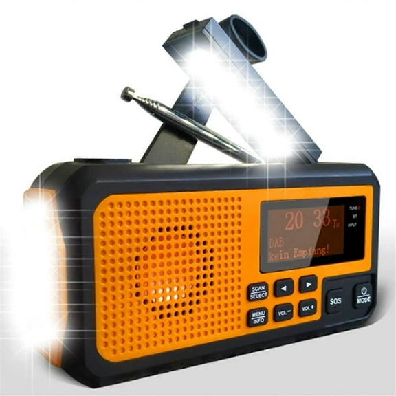 DAB373BT Crank Radio +FM BT Emergency Radio with 5000 MAh Battery Solar with Alarm Clock Blackout E
