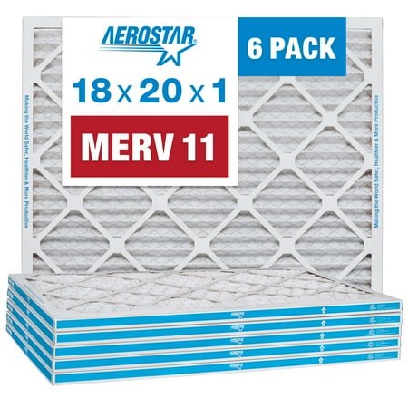 Aerostar 18x20x1 MERV 11 Pleated Air Filter  AC Furnace Air Filter  6 Pack
