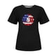 thumbnail image 4 of Fiudx Liquidación de Ofertas Flash Camiseta de Manga Corta con Cuello Redondo y Estampado de Bandera de Moda para Mujer, 4 of 4