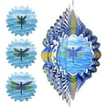 thumbnail image 5 of Animated Dragonfly Wind Spinner, 12 Inch 3D Kinetic Stainless Steel Garden Decor, Outdoor Hanging Ornament, 5 of 9