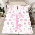 thumbnail image 2 of Manfei Letter T Monogrammed Queen Sheet Sets,Kawaii Daisy Blossom Flat Sheet,Color Cartoon Flower Queen Fitted Sheet For Girls,Microfiber Room Decorative,4 Pieces, 2 of 7