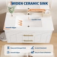 thumbnail image 3 of Modern Floating Bathroom Vanity Set, Wall Mounted Cabinet with Large Soft-Close Drawer and Gold Handle, Space-Saving Design, 3 of 7