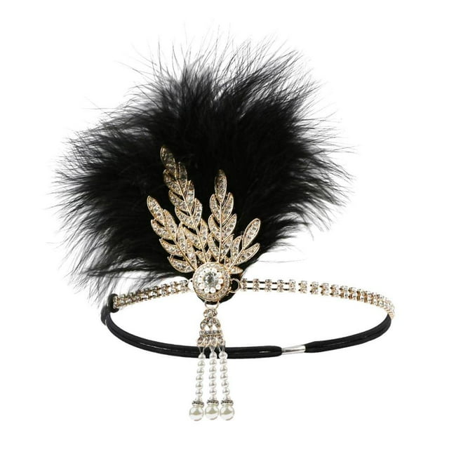 Diadema de los años 20, diadema con diamantes de imitación de los años 20, accesorios para disfraces y cócteles. 14cm
