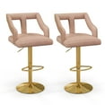 thumbnail image 1 of Costway Set of 2 Swivel Bar Stool with Footrest, 2-Layer Electroplated Metal Base Pink, 1 of 9