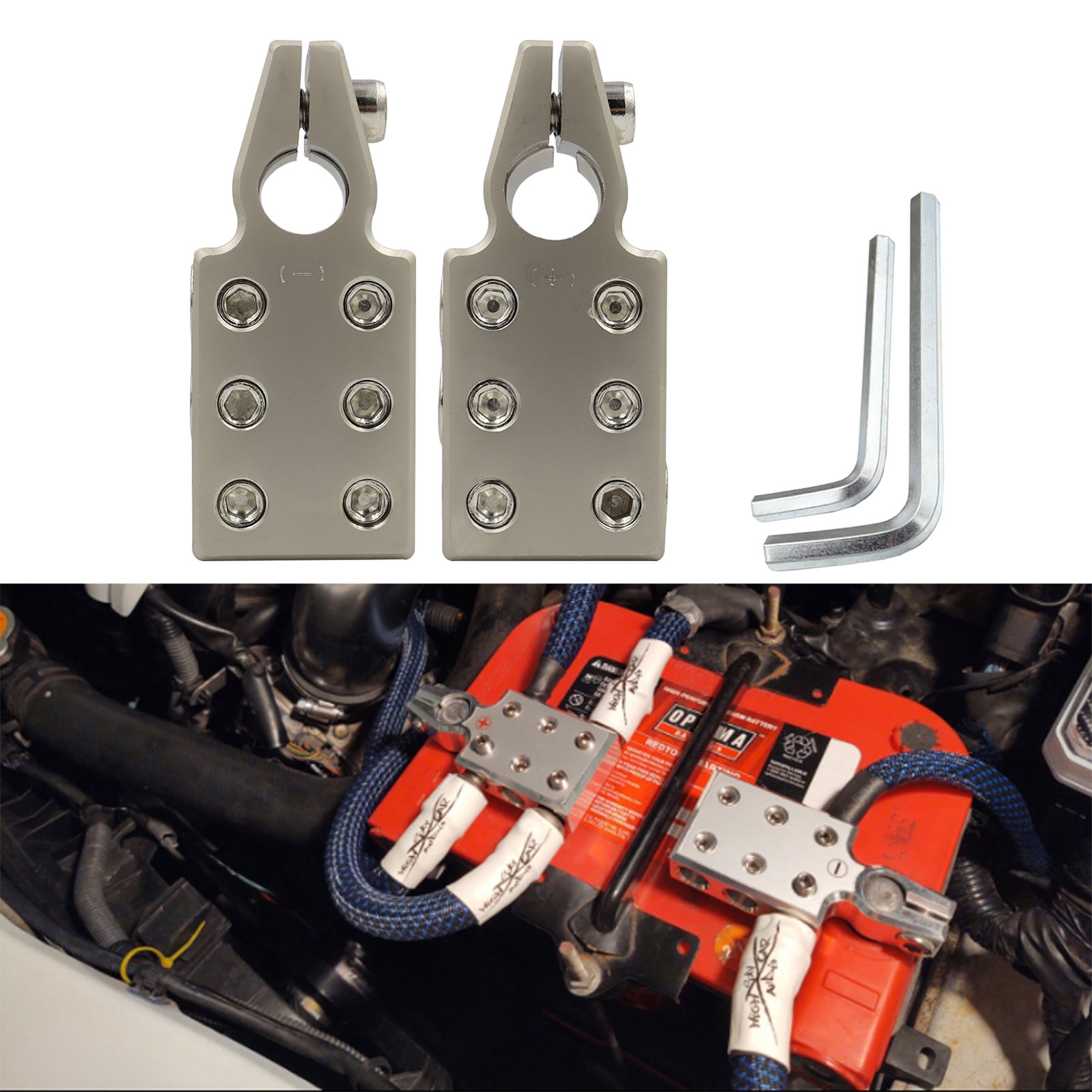 Zeiwohndc 1 Pair Battery Terminal Connectors Kit 0/2/4/6/8 AWG Gauge Positive Negative