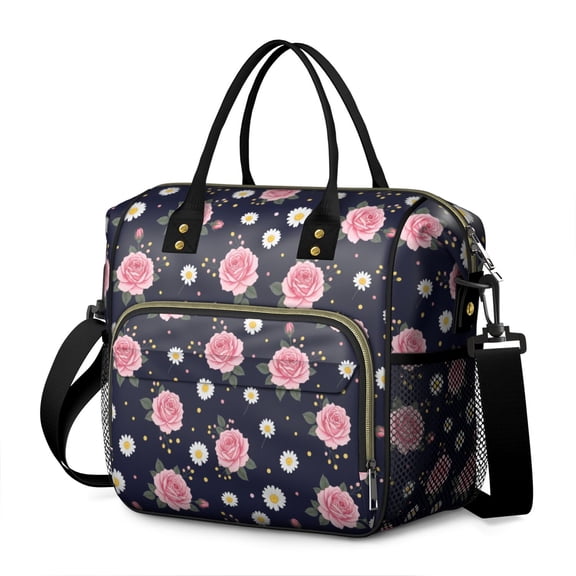Pioneer Flower Floral Print Pattern Womens Lunch Box for Work,Insulated Large Lunch Bag,Leakproof Adult Lunch Bag for Work,Beach,Travel,Picnic,Camping