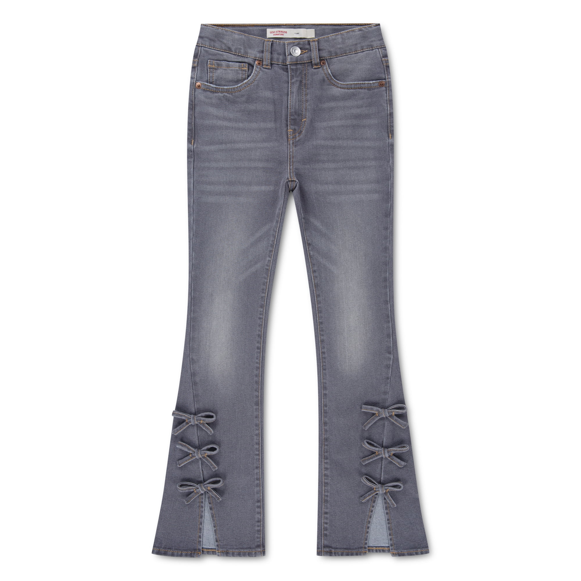 Levi Strauss Signature Girls Seamed Flare with Bows Jeans, Sizes 5-18