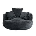 thumbnail image 4 of Modern Chenille Bean Bag Chair, Bean Bag Round Sofa Chair with 3 Pillows, Bean Bag Couch with Foam Filled and High Backrest, Comfy Chair for Living Room, Bedroom, Game Room, Black, 4 of 9