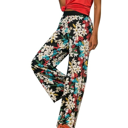 

Tangnade Women s Summer Casual Pajama Pants Floral Print Palazzo Lounge Pants