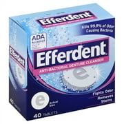 Efferdent Anti-Bacterial Denture Cleanser Tablets, Dye-Free, 40 Count