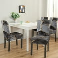 thumbnail image 3 of 4 Pcs Dining Chair Slipcover Stretch Dining Chair Cover Removable Washable Kitchen Chair Slipcovers for Home Party Hotel Wedding Ceremony, Universal Size (black & Gold Marble), 3 of 5