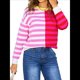 thumbnail image 1 of Suéteres de Punto con Rayas de Colores y Cuello Redondo para Mujer, Ideales para Looks de Otoño A Rosa Roja L, 1 of 9