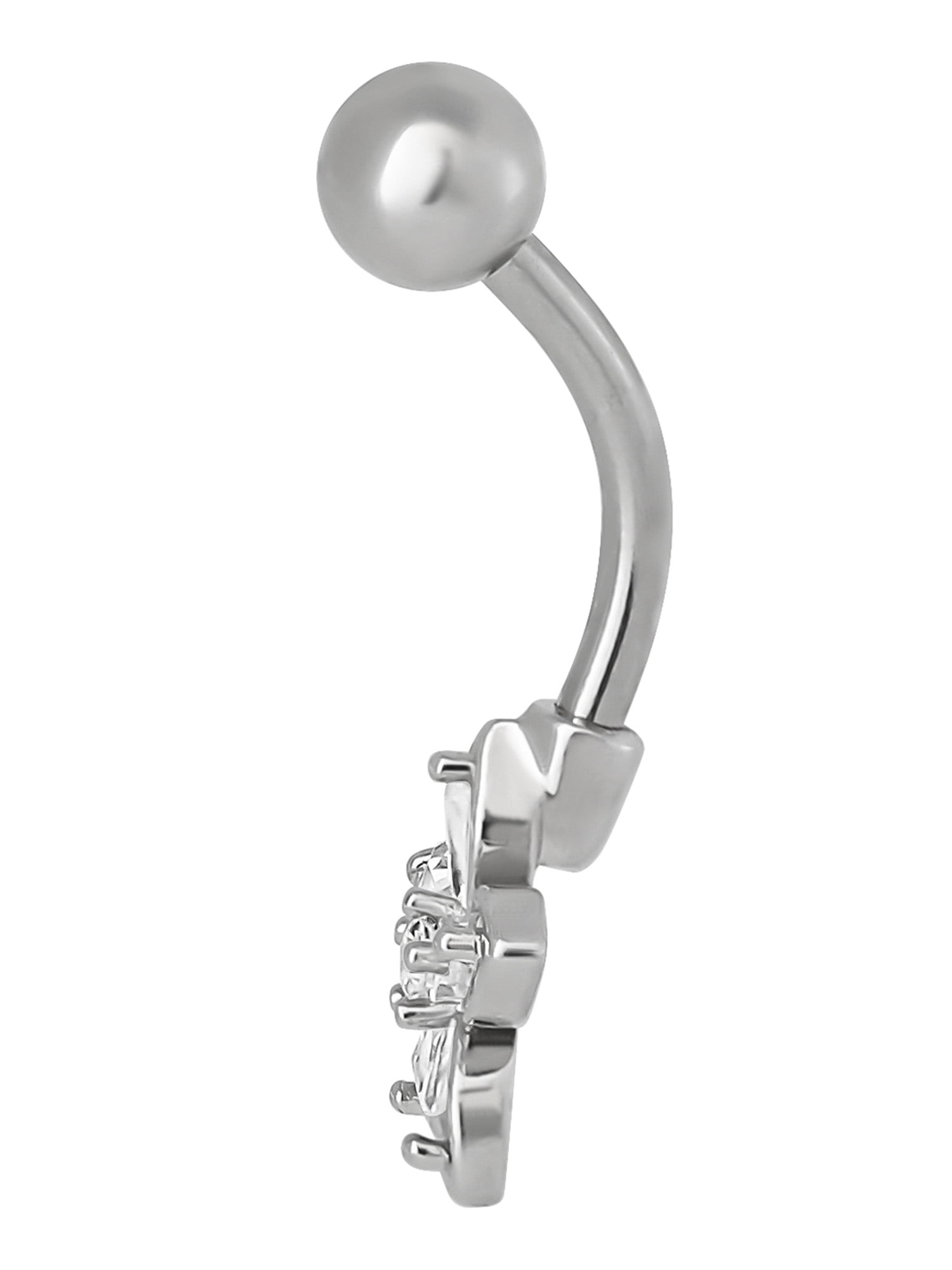 No Boundaries Women's Stainless Steel Flower Belly Ring