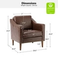 thumbnail image 7 of Upholstered Accent Chair Faux Leather Armchair Set of 2 Removable Cushion Lounge Sofa Nailhead Trims Solid Wood Legs Living Room Brown, 7 of 7