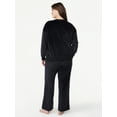Joyspun Women's Ribbed Velour Top and Pants Pajama Set with Oversized