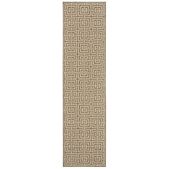 SAFAVIEH Beach House Nelie Geometric Indoor/Outdoor Runner Rug Beige/Cream, 2' x 8'