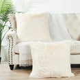 thumbnail image 3 of Home Soft Things Luxury Shaggy Faux Fur Throw Pillow Cases, Ultra Soft Plush Pillow Covers Fluffy Decorative Cushion Covers, No Pillow Insert, Set of 2, Ivory, 26x26 Inch, 3 of 7