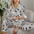 thumbnail image 6 of Pajama Sets for Women 2 Pcs, Cute boston terrier puppy paw Button Down Long Sleeve Sleepwear Lounge PJ Sets, 6 of 6