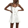 thumbnail image 2 of DYMADE Womens Summer Sleeveless Strappy Rompers Ruffle Short Jumpsuits, 2 of 5