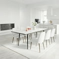 thumbnail image 5 of CasaGlajore 47–63" Expandable Dining Table with White Marble MDF Table Top and Tapered Black Metal Legs, 5 of 10