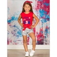thumbnail image 5 of Girls 4th of July "'Merica" Printed Top & Sequin Bow Shorts, Size: XXL-7Y, 5 of 8