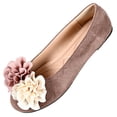 thumbnail image 2 of Purcolt Womens Double Flower Faux Suede Flats Lightweight Casual Round Toe Soft Sole Ballet Shoes Comfort Slip On Dress Shoes for Work Office Walking, 2 of 9