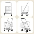 thumbnail image 3 of Large Shopping Cart with Brake,Grocery Cart on Wheels, Foldable Utility Shopping Carts with Double Basket and 360° Rolling Swivel Wheels for Groceries Laundry, 3 of 10