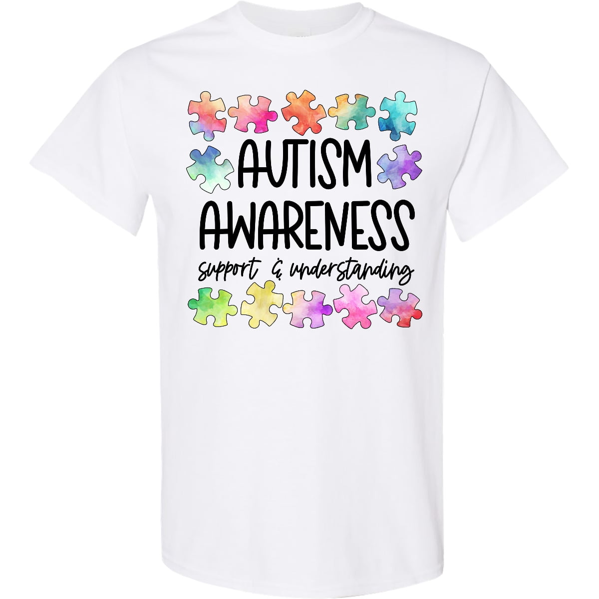 Inktastic Autism Awareness Support and Understanding Puzzle Pieces T-Shirt