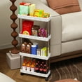 thumbnail image 6 of Slim Rolling Storage Cart 4 Tier, Bathroom Organizers and storage, Mobile bathroom Shelving Unit Utility, Suit for Office, Bathroom, Kitchen, Narrow Places & laundry room organization,White, 6 of 7
