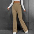 thumbnail image 2 of Ribbed Pants for Women, Audhol Women's Elastic Slim Fit Pants Sports Leisure Solid Color Brushed Strip Pocket Casual Pants Knit Pants for Women Khaki XL, 2 of 7
