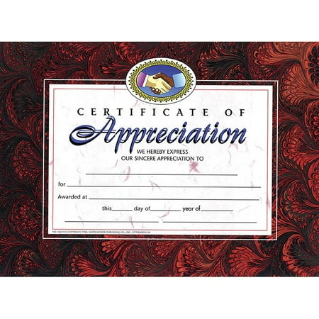 CERTIFICATES OF APPRECIATION 30 PK 8.5 X 11