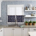 thumbnail image 6 of Santa Claus Reindeer Kitchen Curtains and Valances Set, Christmas Snowflakes Winter Navy Blue Rod Pocket Window Valance Window Curtain Panels for Living Room Bedroom Laundry, 27.5x36in, 3 Pieces, 6 of 7