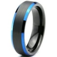 thumbnail image 1 of P. Manoukian Tungsten Wedding Band Ring 6mm for Men Women Black Blue Beveled Edge Brushed Lifetime Guarantee Size 10, 1 of 4