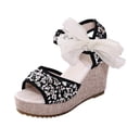 thumbnail image 2 of Miqool Women's Platform Wedge Heel Summer Casual Chic Peep Toe Open Toe Sequin Bowknot Thick Sole Fish Mouth Dress Shoes, 2 of 9
