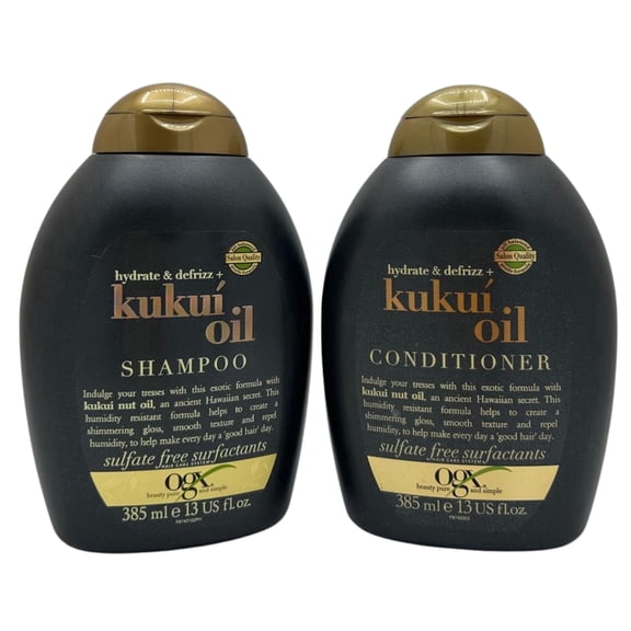 OGX Hydrate & Defrizz Kukui Oil Shampoo & Conditioner Set, Moisturizing Hair & Sulfate-Free, 385 ml / 13 fl oz