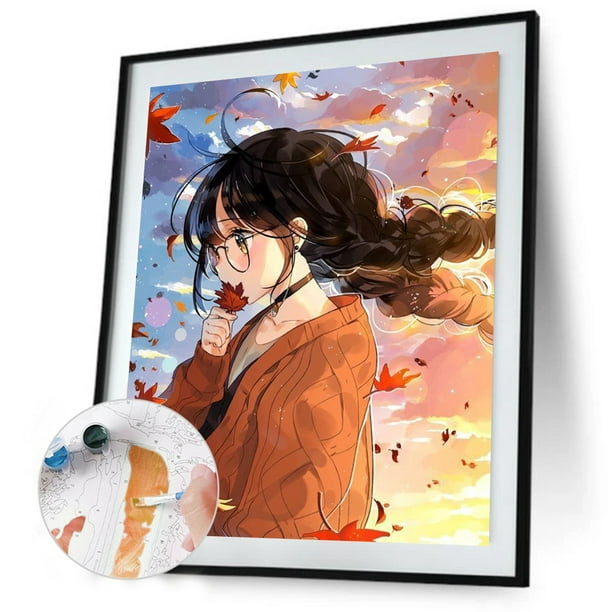 Japanese Manga Anime Style Paint by Numbers Girl with Fish – Hobby Paint