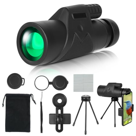 10 x 40 Monocular Telescope EEEkit Waterproof Handheld HD Zoom Telescope with Smartphone Holder and Tripod