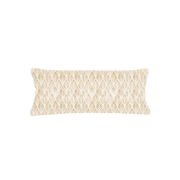 Beige Geo Palm Velvet Pillow 14x40 Down