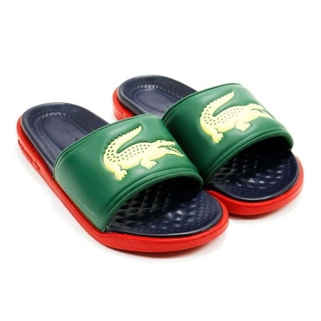 

Lacoste Men s Croco Dualiste 1122 2 Slide Sandals Blue \ Yellow 13 M US