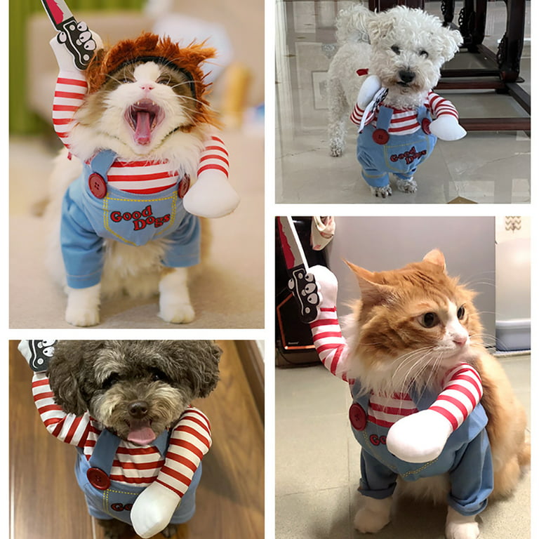Funny Dog Clothes Dogs Cosplay Costume Halloween Comical Outfits Holding a Knife  Set Pet Cat Dog Festival Party Clothing