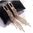 thumbnail image 2 of Long Feather Earrings for Women, Shiny Rhinestone Flower Design, Water Drop Earrings for Weddings and Parties, Made in China, 2 of 2