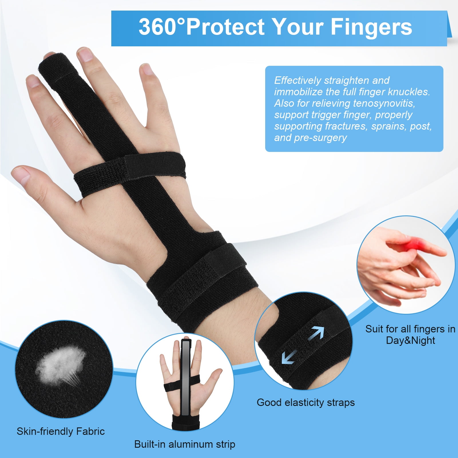 Fugacal Finger Trigger Splint Finger Splint Finger Guard with Steel