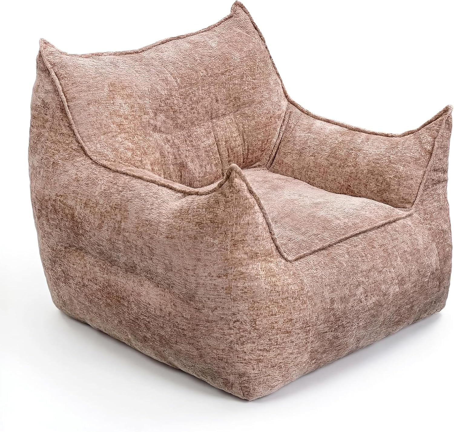 Bean Bag Chair for Adults with Armrests & Pillow, Soft Foam Filled Lazy Sofa for Living Room Gaming Napping, Vacuum Packed Easy to Gift, 48H to Expand, Light Brown