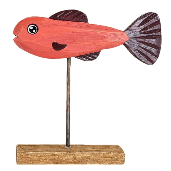 Soimiss Fish Shape Wooden Fish Ornament Red Chic Design 1Pcs